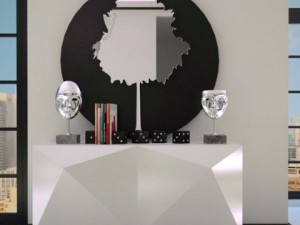 round wall mirror with frosted tree design 3D 모델