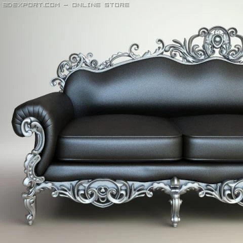 ornate baroque sofa 3D Model .c4d .max .obj .3ds .fbx .stl .blend 