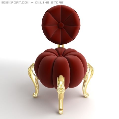 baroque red velvet chair Model 3D .c4d .max .obj .3ds .fbx .stl .blend