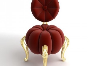 baroque red velvet chair Modèle 3D