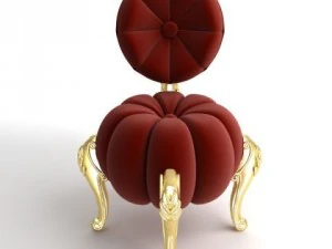 baroque red velvet chair 3D Model
