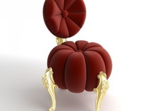 baroque red velvet chair Model 3D