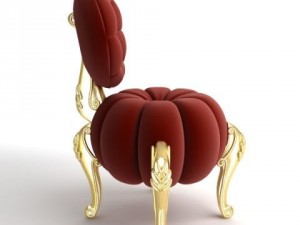 baroque red velvet chair Model 3D