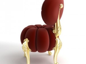 baroque red velvet chair Model 3D