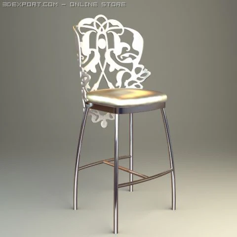 ornate bar stool 3D Model .c4d .max .obj .3ds .fbx .stl .blend 