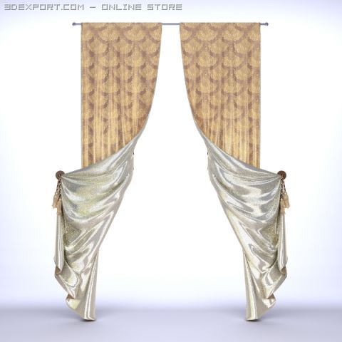 classical curtains  2 3Dモデル .c4d .max .obj .3ds .fbx .stl .blend 