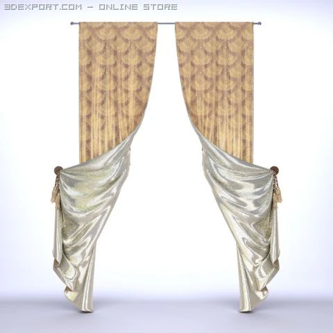 classical curtains  2 3D Model .c4d .max .obj .3ds .fbx .stl .blend 