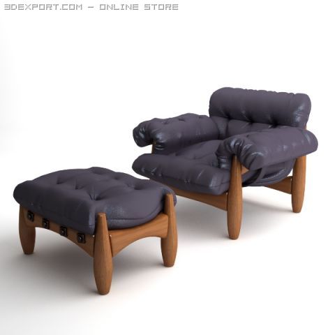 armchair  ottoman mole by classicon 3D Model .c4d .max .obj .3ds .fbx .stl .blend 