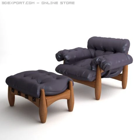 armchair  ottoman mole by classicon 3D Model .c4d .max .obj .3ds .fbx .stl .blend 