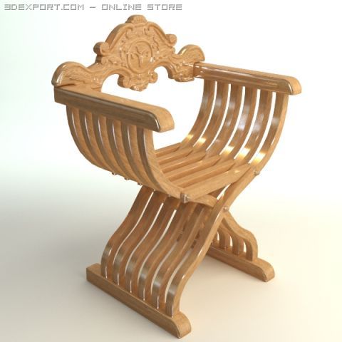 savonarola x chair photorealistic 3Dモデル .c4d .max .obj .3ds .fbx .stl .blend 