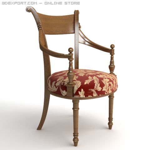 photorealistic antique armchair 3D Model .c4d .max .obj .3ds .fbx .stl .blend 