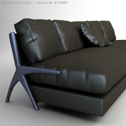 contemporary black leather sofa Modèle 3D .c4d .max .obj .3ds .fbx .stl .blend 