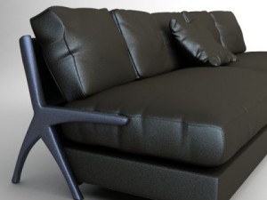 contemporary black leather sofa 3D मॉडल