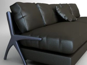 contemporary black leather sofa 3D Model