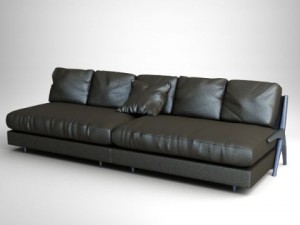 contemporary black leather sofa Modèle 3D
