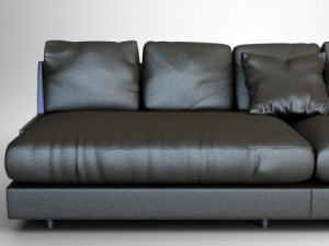 contemporary black leather sofa Modèle 3D