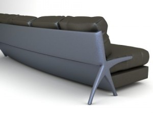 contemporary black leather sofa Modèle 3D