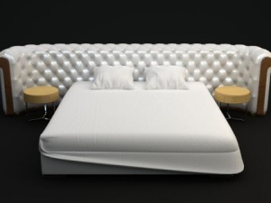 padded headboard bed 3Dモデル