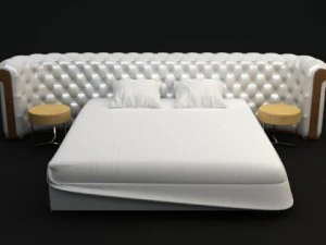 cama con cabecera acolchada Modelo 3D