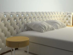 padded headboard bed 3D Model