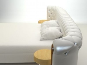 padded headboard bed Modelo 3D