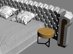 padded headboard bed 3D Model