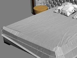 padded headboard bed 3D Model