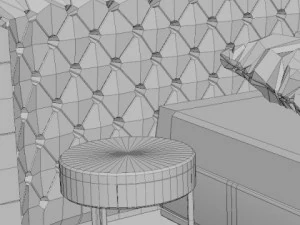 padded headboard bed 3D Model