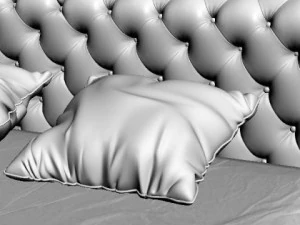 padded headboard bed 3D Model