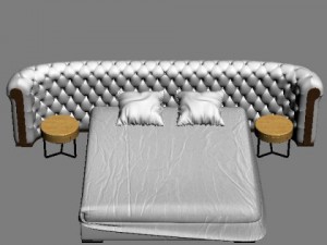 padded headboard bed Modelo 3D