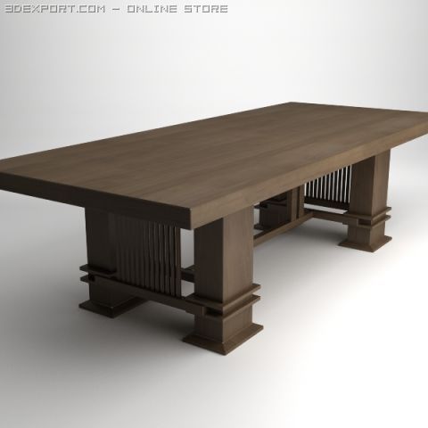 frank lloyd wright husser table 3D 모델 .c4d .max .obj .3ds .fbx .stl .blend 