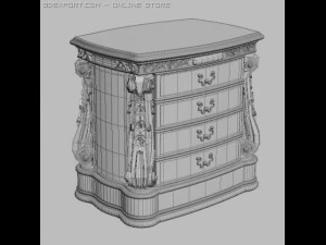 baroque nightstand curbstone 3D Model