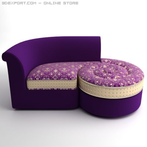 italian designer divan chaise 3D Model .c4d .max .obj .3ds .fbx .stl .blend 