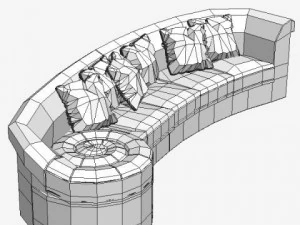 italian designer long sofa 3D Model