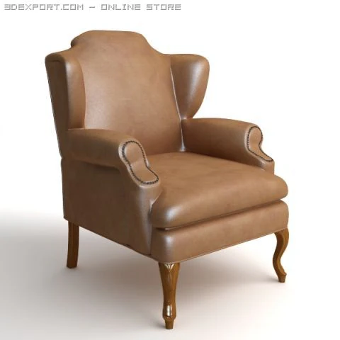 leather wing chair 2 3D Model .c4d .max .obj .3ds .fbx .stl .blend 