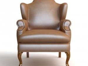 leather wing chair 2 3D Model