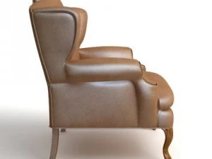 leather wing chair 2 3D Model