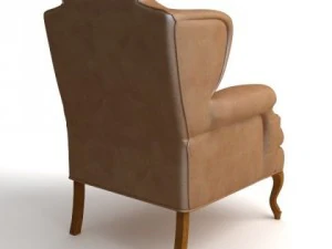 leather wing chair 2 3D Model