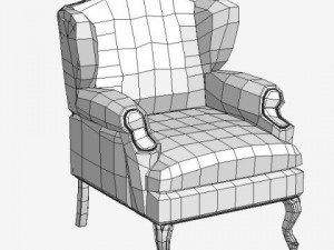 leather wing chair 2 3D Model