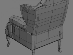 leather wing chair 2 3D Model