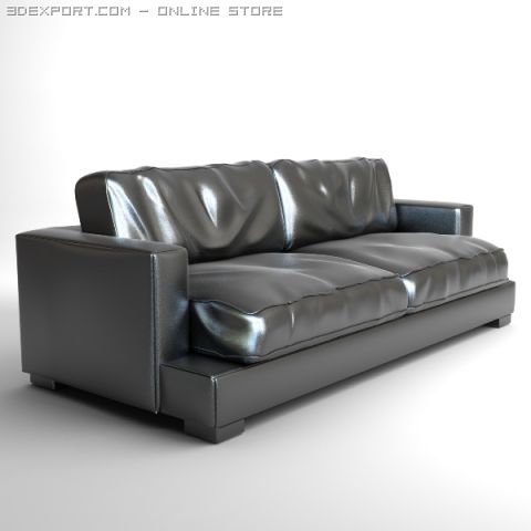 classic leather sofa photorealistic 3D Model .c4d .max .obj .3ds .fbx .stl .blend 