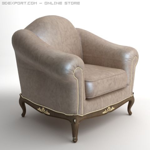 traditional style leather armchair 3Dモデル .c4d .max .obj .3ds .fbx .stl .blend 