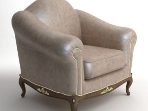 traditional style leather armchair Modèle 3D