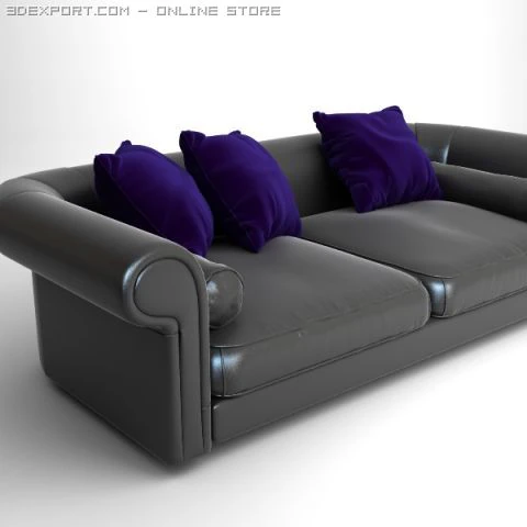 sofa with pillows 3D Model .c4d .max .obj .3ds .fbx .stl .blend 