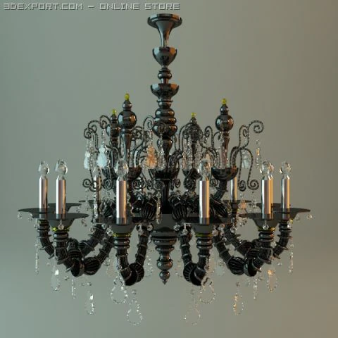 antique chandelier 3D Model .c4d .max .obj .3ds .fbx .stl .blend