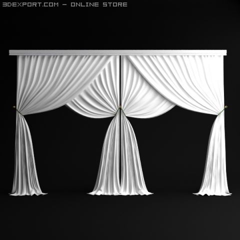 classical curtains  3 3D Model .c4d .max .obj .3ds .fbx .stl .blend 
