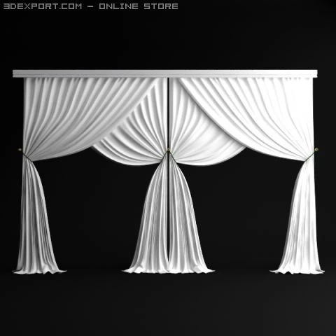 classical curtains  3 3D Model .c4d .max .obj .3ds .fbx .stl .blend 