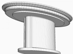 photorealistic oval pedestal table Model 3D