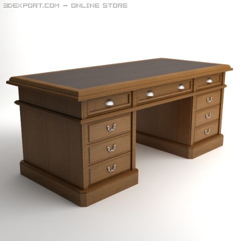 photorealistic wooden desk Modèle 3D .c4d .max .obj .3ds .fbx .stl .blend 