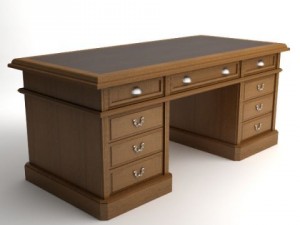 photorealistic wooden desk Modelo 3D